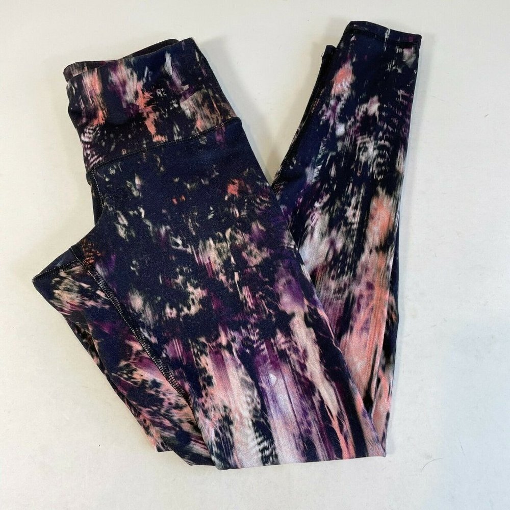 Free People Womens Karma Fitness Yoga Leggings Black S High Rise Tie Dye Stretch